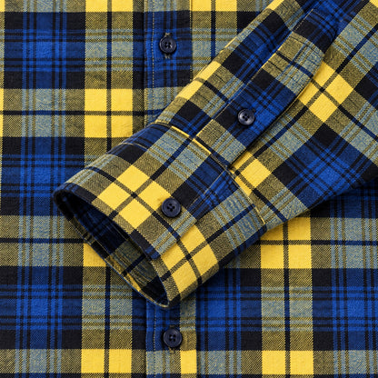 Men's Shirt - Plaid Long-Sleeved Shirt - Classic Ruffled Check Patterned Casual Cotton Men's Clothing Casual Export Shirt