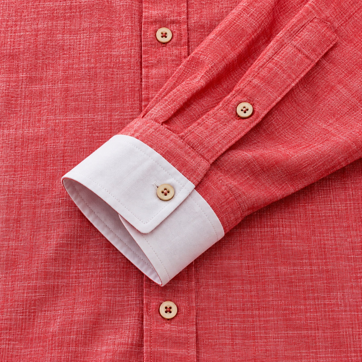 Cotton and linen men's long-sleeved shirt, solid color button-down men's shirt, breathable casual shirt