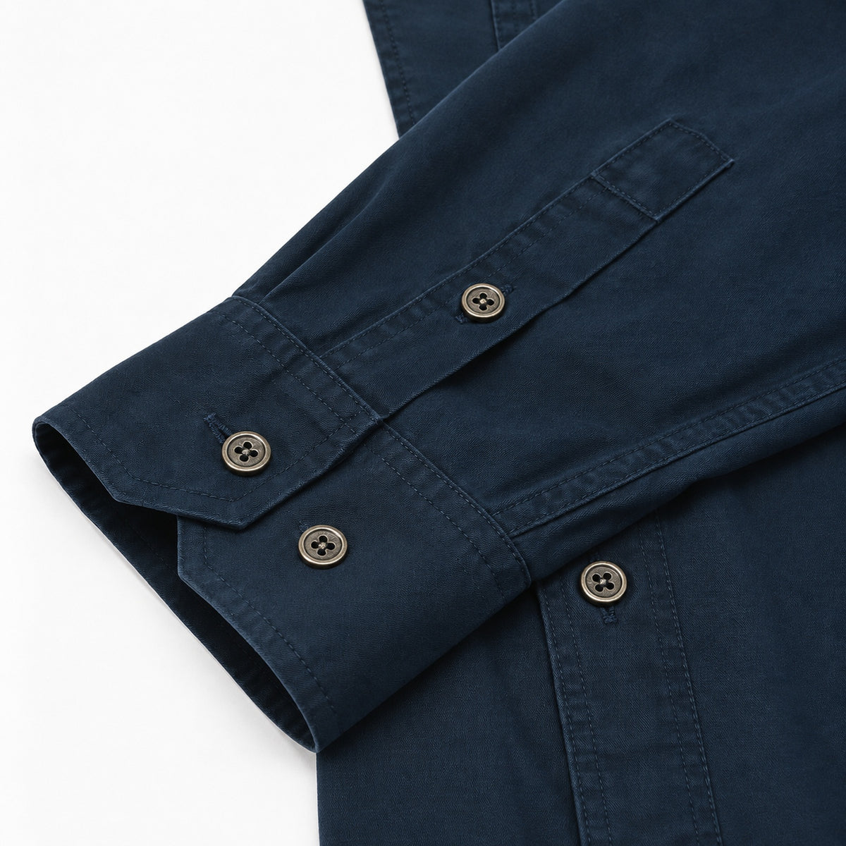 Men's Deep Blue Cotton Long-Sleeved Jacket