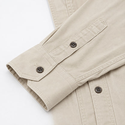 Men's Off White Cotton Long-Sleeved Jacket