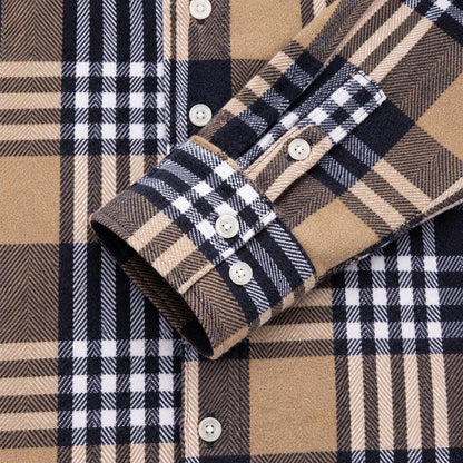 Men's Plus-Size Plaid Shirt, Fleece-Lined, Versatile Casual Fit, Cotton Long Sleeve for Young Men