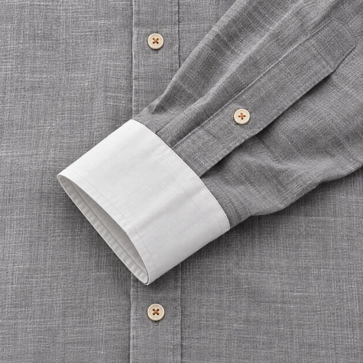 Cotton and linen men's long-sleeved shirt, solid color button-down men's shirt, breathable casual shirt