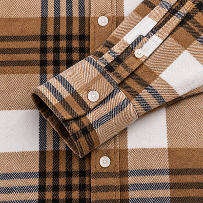 Men's Plus-Size Plaid Shirt, Fleece-Lined, Versatile Casual Fit, Cotton Long Sleeve for Young Men