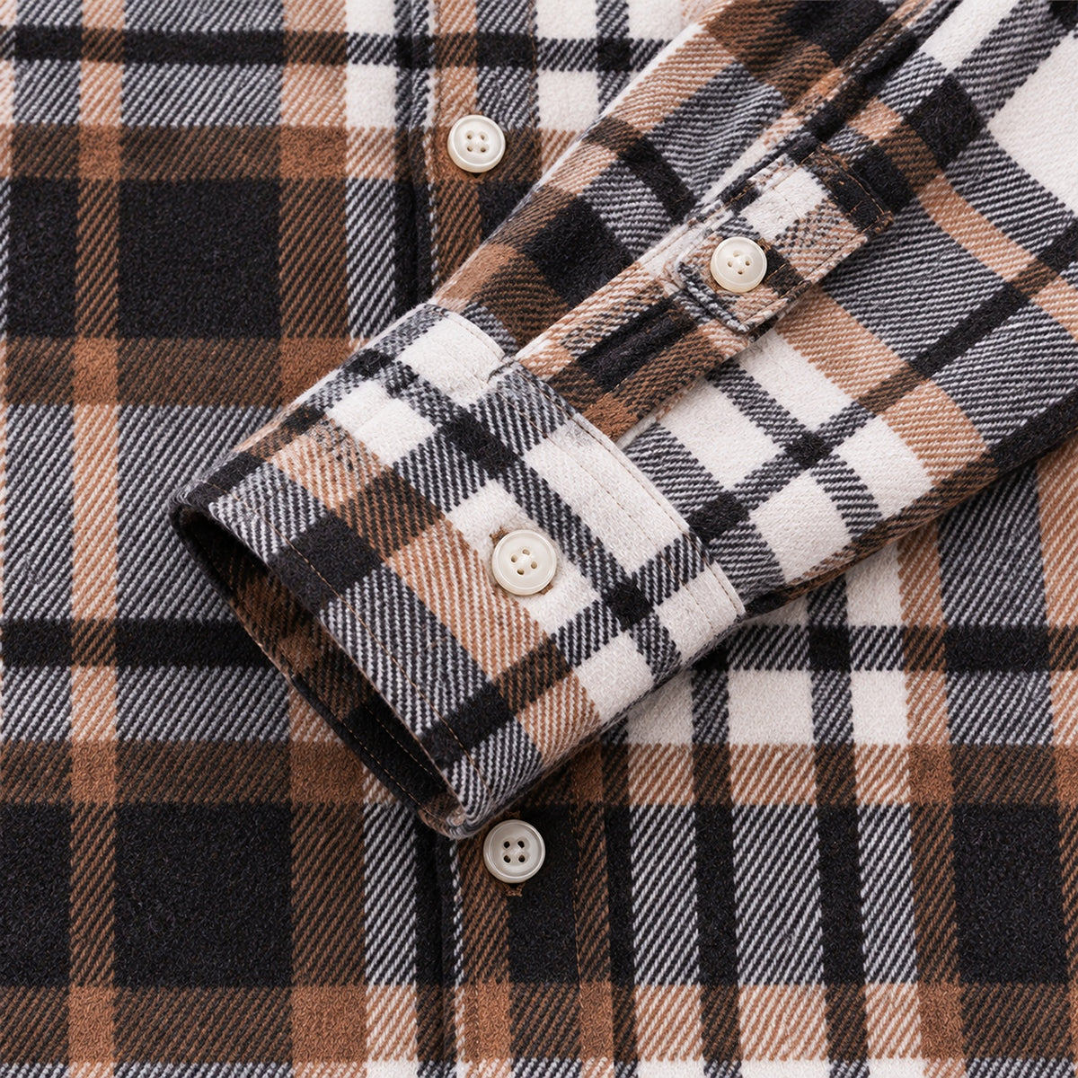 Men's Plus-Size Plaid Shirt, Fleece-Lined, Versatile Casual Fit, Cotton Long Sleeve for Young Men