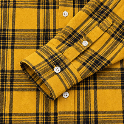 Men's Shirt - Plaid Long-Sleeved Shirt - Classic Ruffled Check Patterned Casual Cotton Men's Clothing Casual Export Shirt