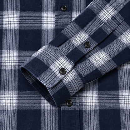 Men's Shirt - Plaid Long-Sleeved Shirt - Classic Ruffled Check Patterned Casual Cotton Men's Clothing Casual Export Shirt