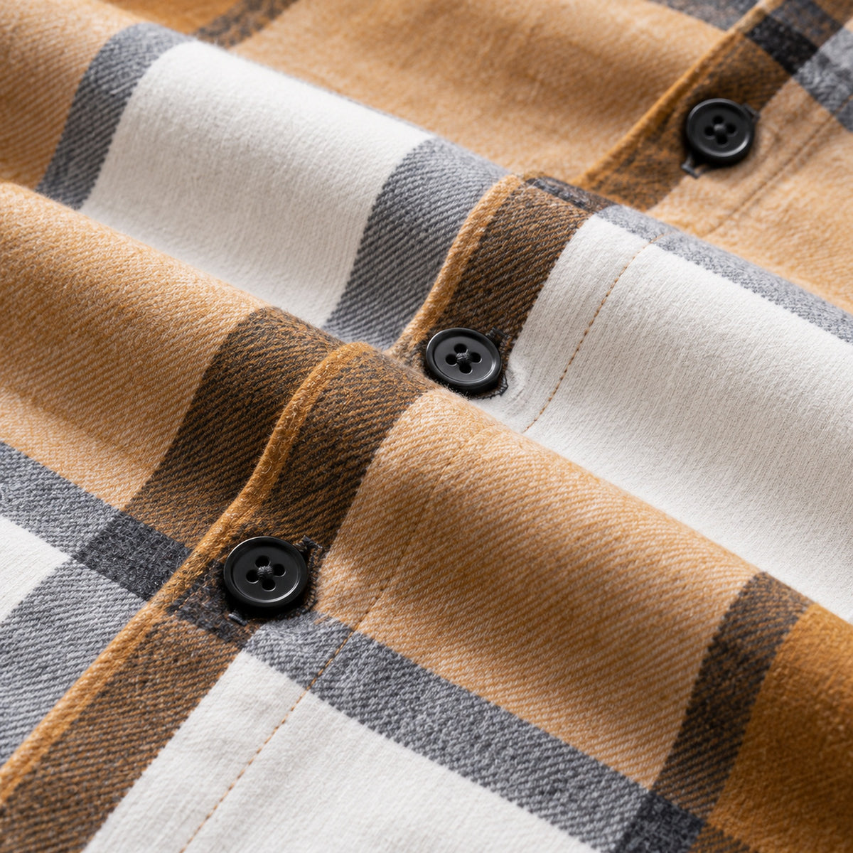 Men's fashionable yellow and white checkered long-sleeved shirt