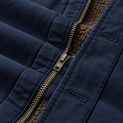 Men's Blue Cotton Thick Lapel Jacket
