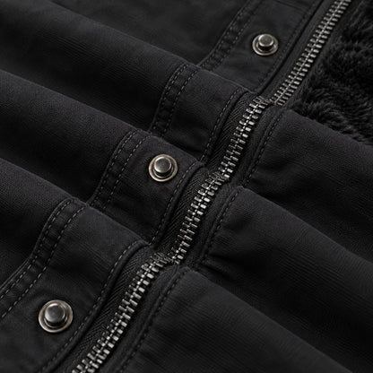 Men’s black fleece-lined  hooded jacket