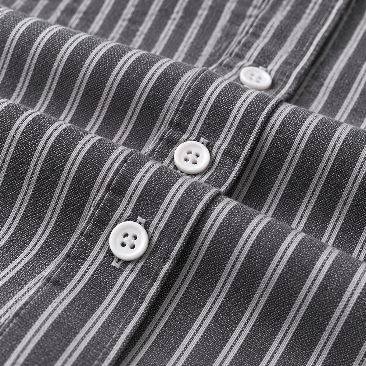 Men's Black Striped Loose Casual Long-Sleeved Shirt
