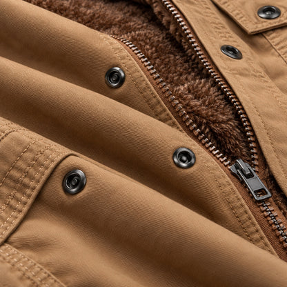 Men’s Khaki fleece-lined  hooded jacket