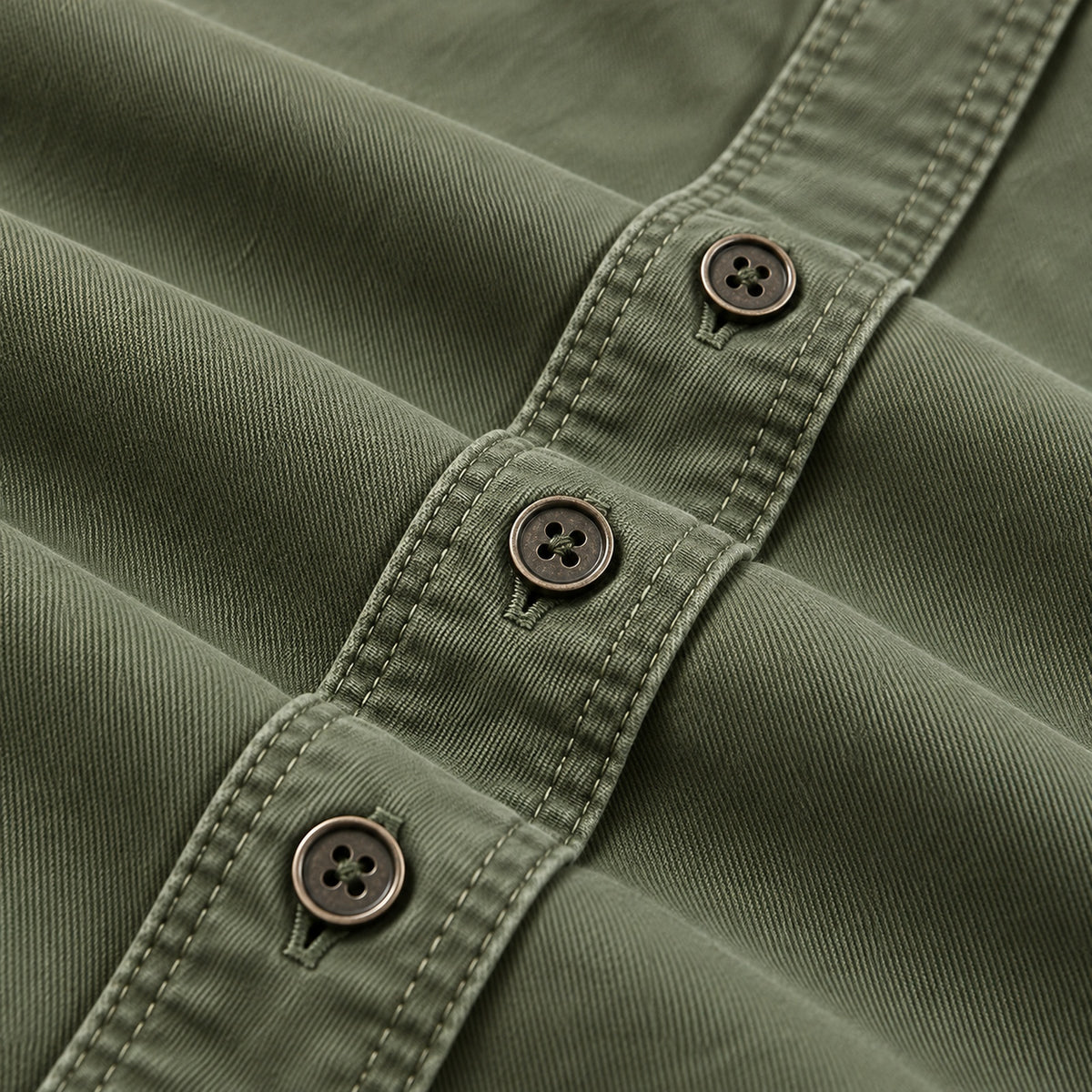 Men's Green Cotton Long-Sleeved Jacket