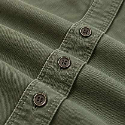 Men's Green Cotton Long-Sleeved Jacket