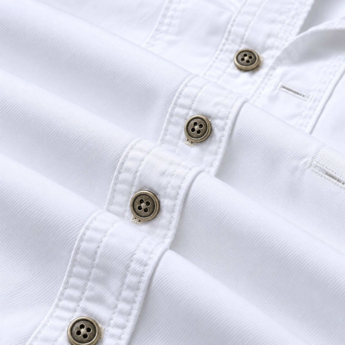 Men's White Cotton Long-Sleeved Jacket