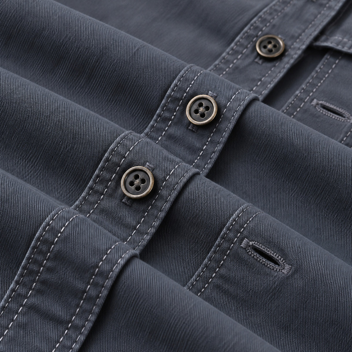 Men's Grey Cotton Long-Sleeved Jacket