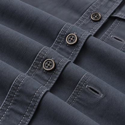 Men's Grey Cotton Long-Sleeved Jacket
