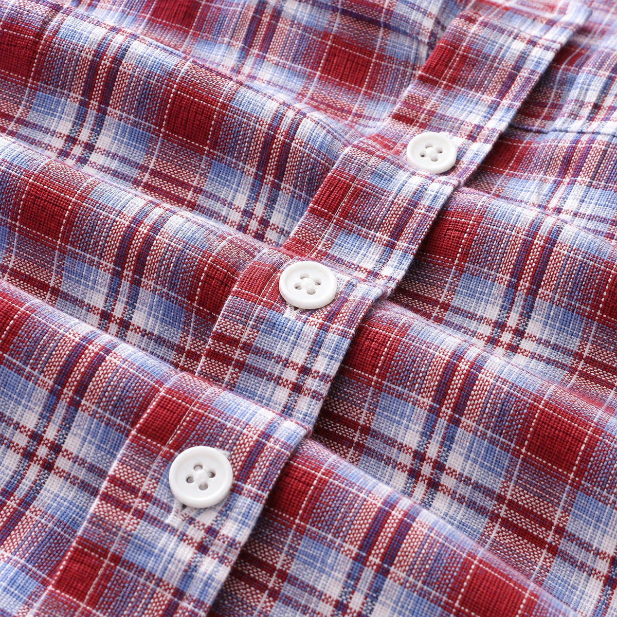 Men's red  plaid loose casual long-sleeved shirt