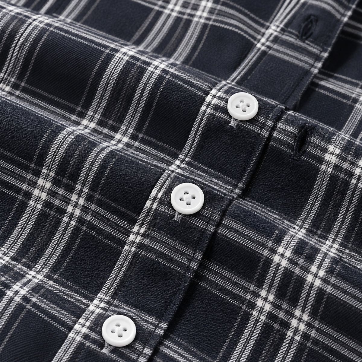 Men's light black plaid loose casual long-sleeved shirt