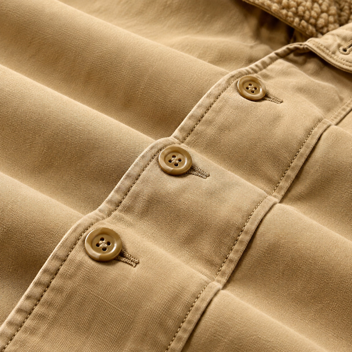 Men's Khaki Cotton Thick Lapel Jacket