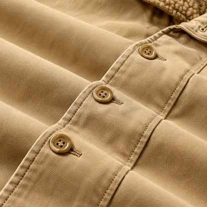 Men's Khaki Cotton Thick Lapel Jacket