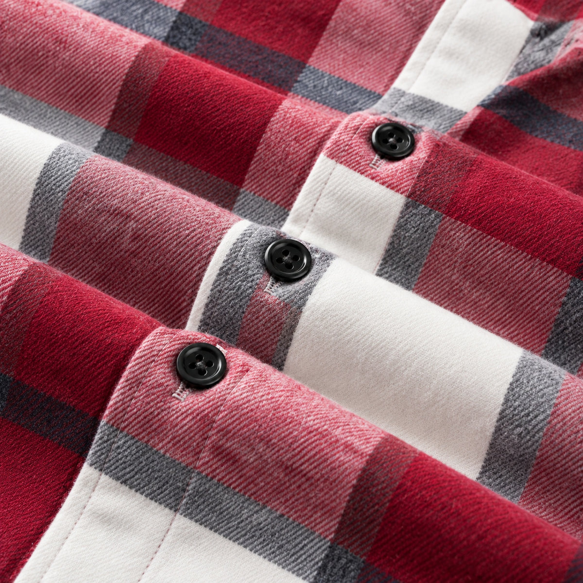 Men's fashionable red and white checkered long-sleeved shirt