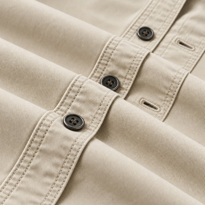 Men's Off White Cotton Long-Sleeved Jacket