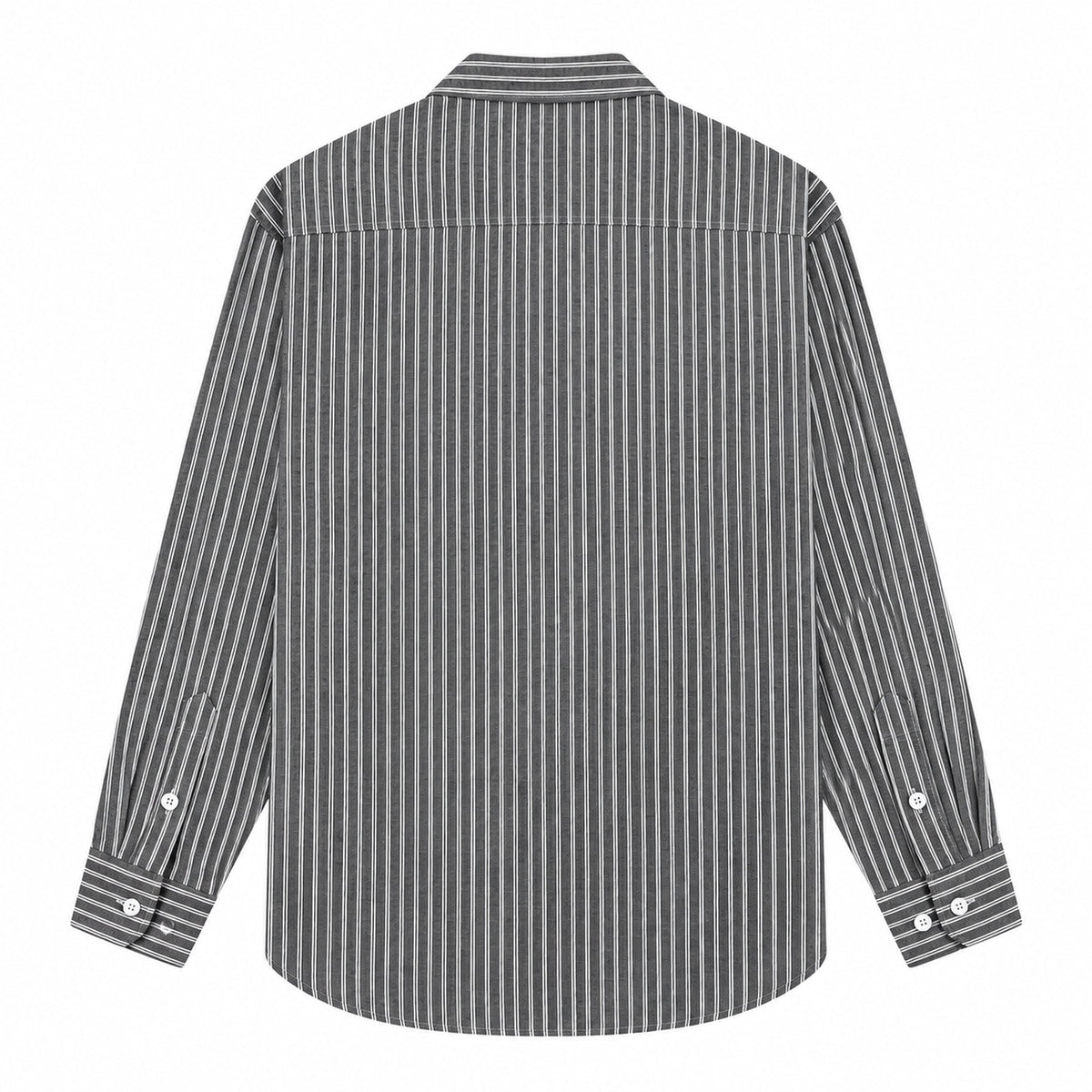 Men's Black Striped Loose Casual Long-Sleeved Shirt