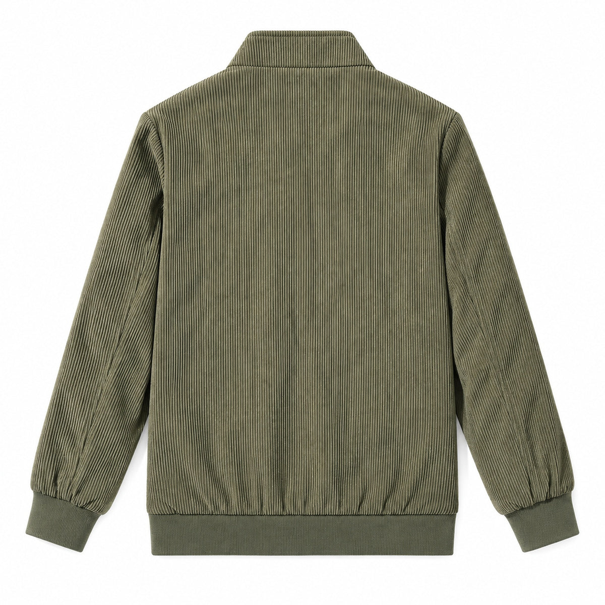 Men's Light Green Stand Collar Loose Casual Jacket (Fleece-lined)