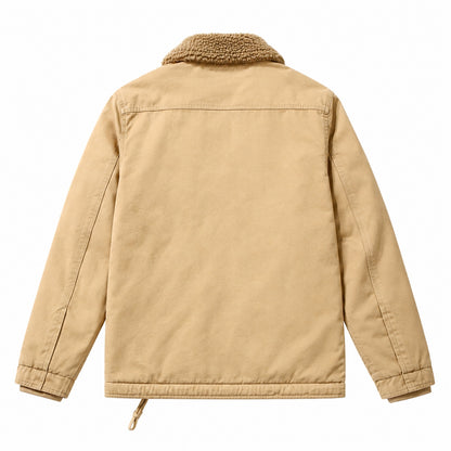 Men's Khaki Cotton Thick Lapel Jacket