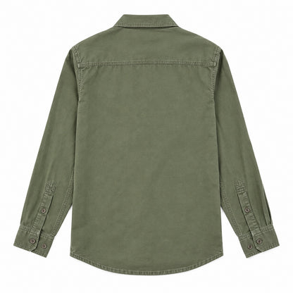 Men's Green Cotton Long-Sleeved Jacket