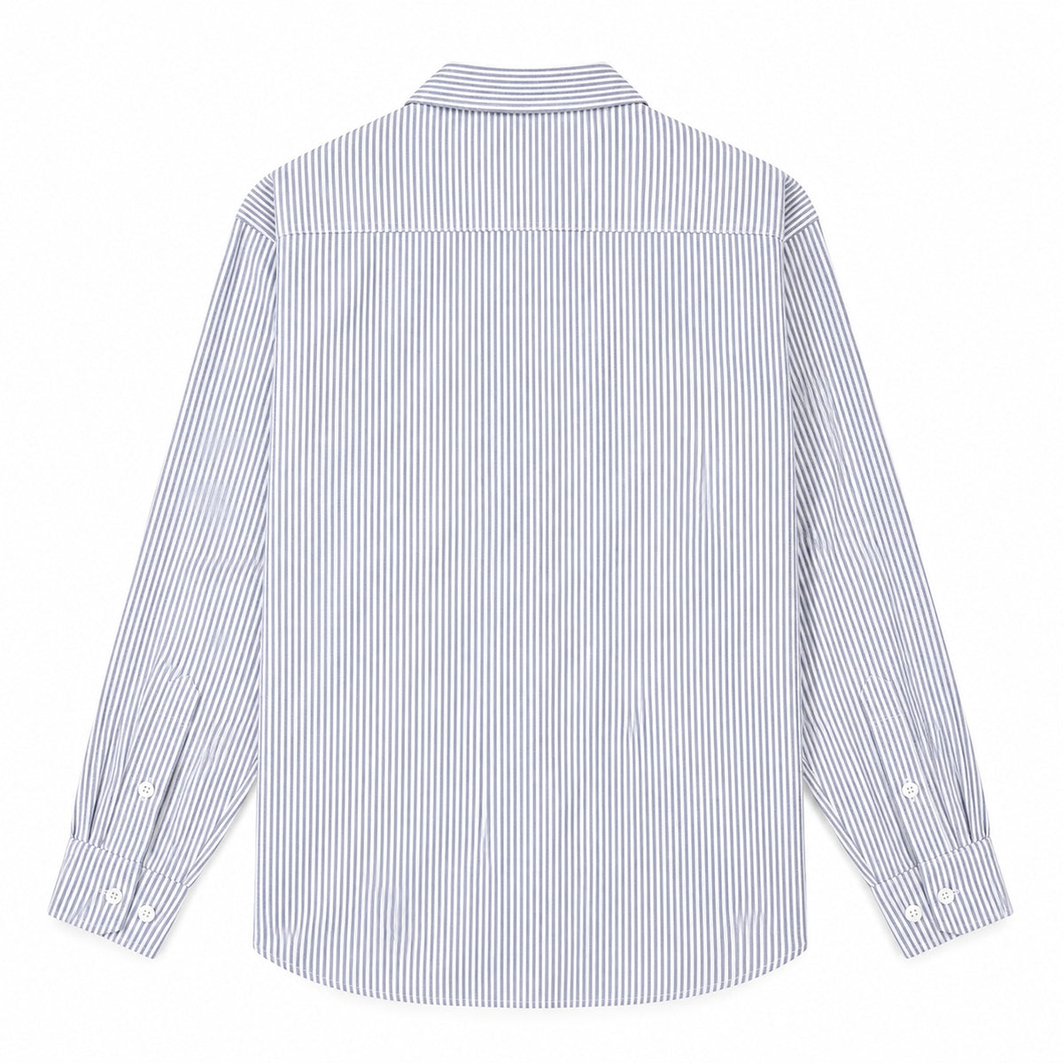 Men's blue and white striped loose casual long-sleeved shirt