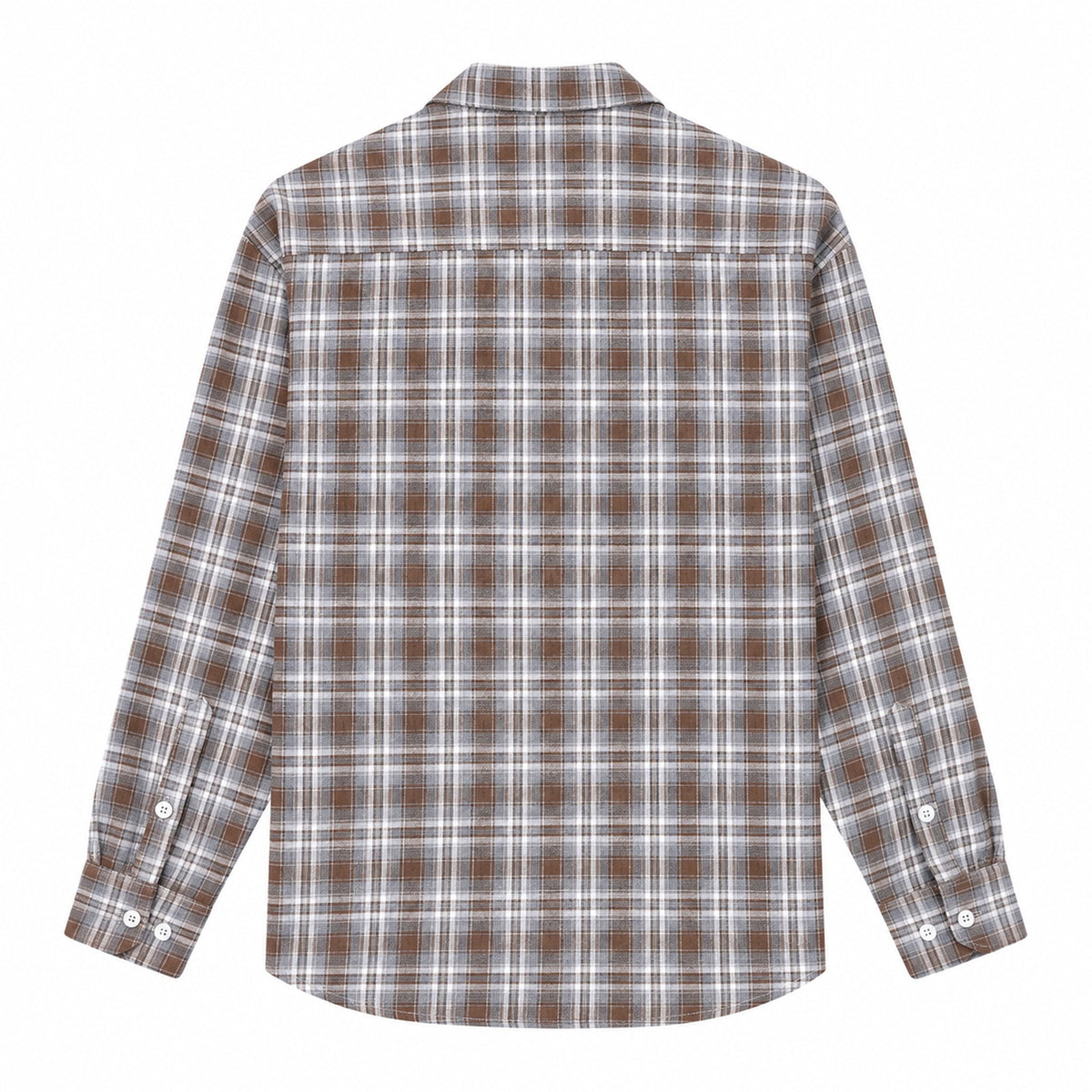 Men's Brown  Checkered Loose Casual Long-Sleeved Shirt