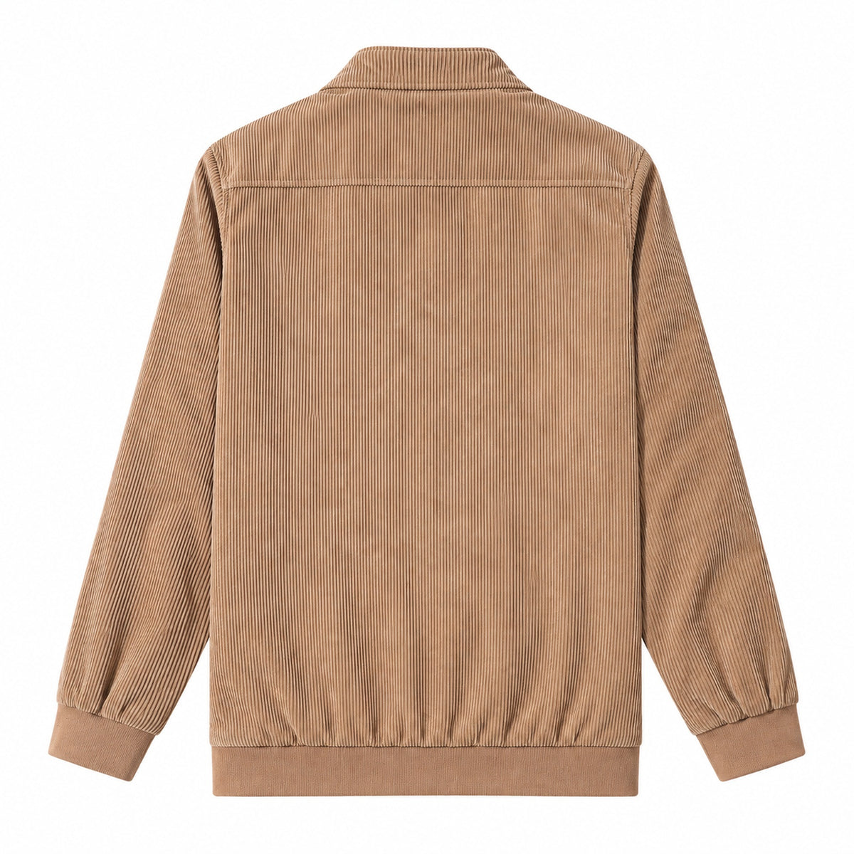 Men's Khaki Stand Collar Loose Casual Jacket (Fleece-lined)