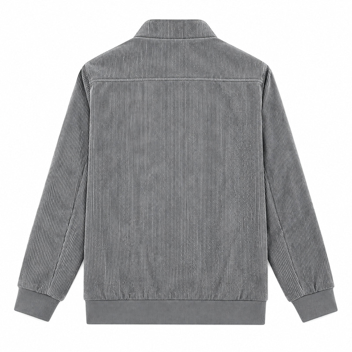 Men's Grey Stand Collar Loose Casual Jacket（Fleece-lined）