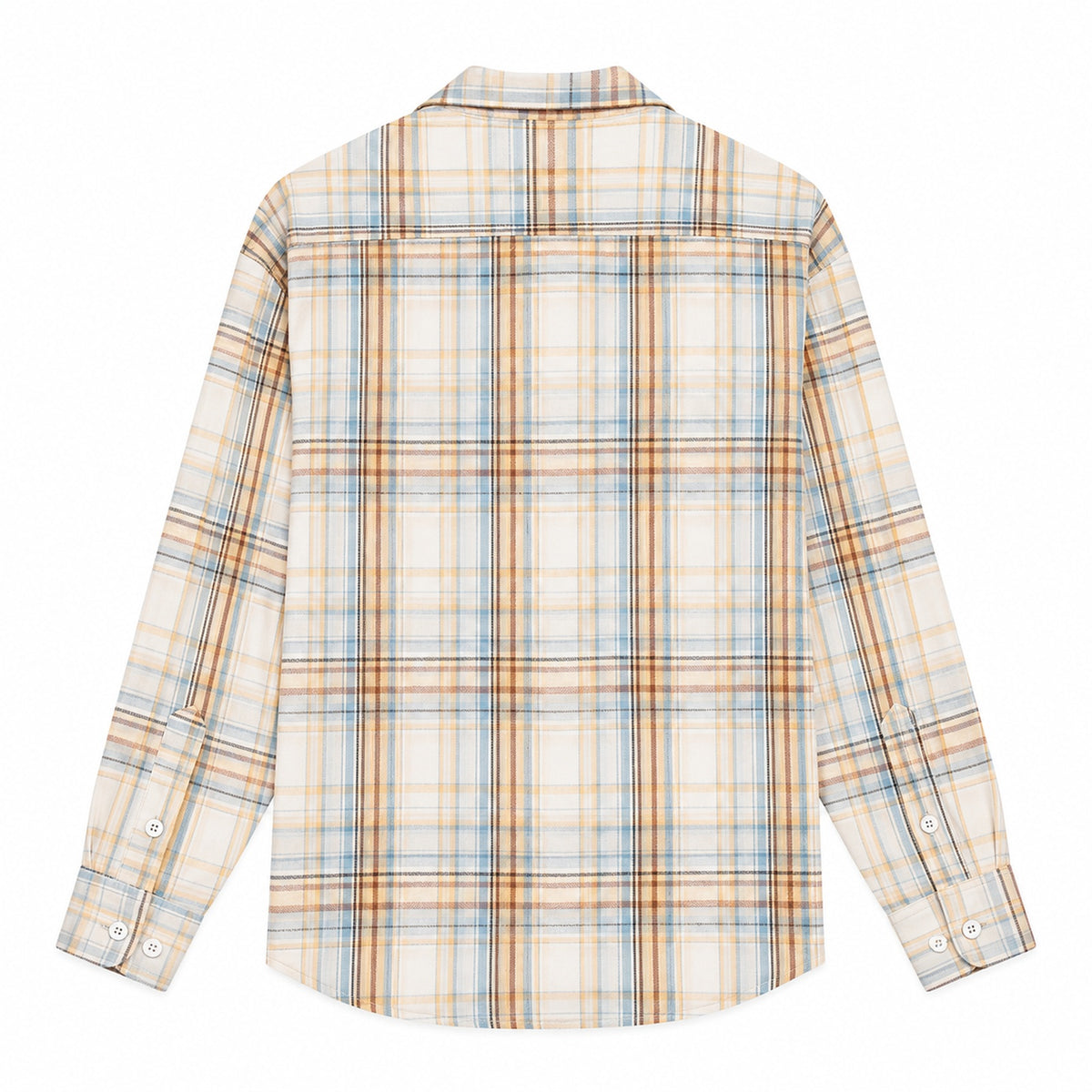 Men's yellow plaid loose casual long-sleeved shirt