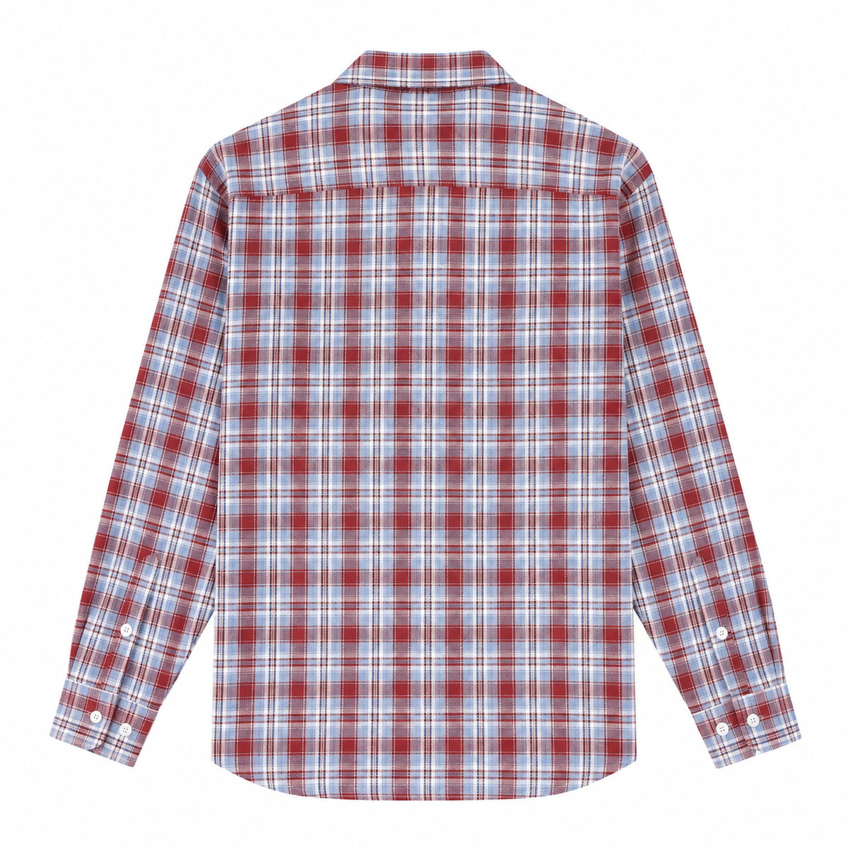 Men's red  plaid loose casual long-sleeved shirt