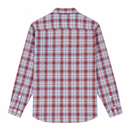 Men's red  plaid loose casual long-sleeved shirt