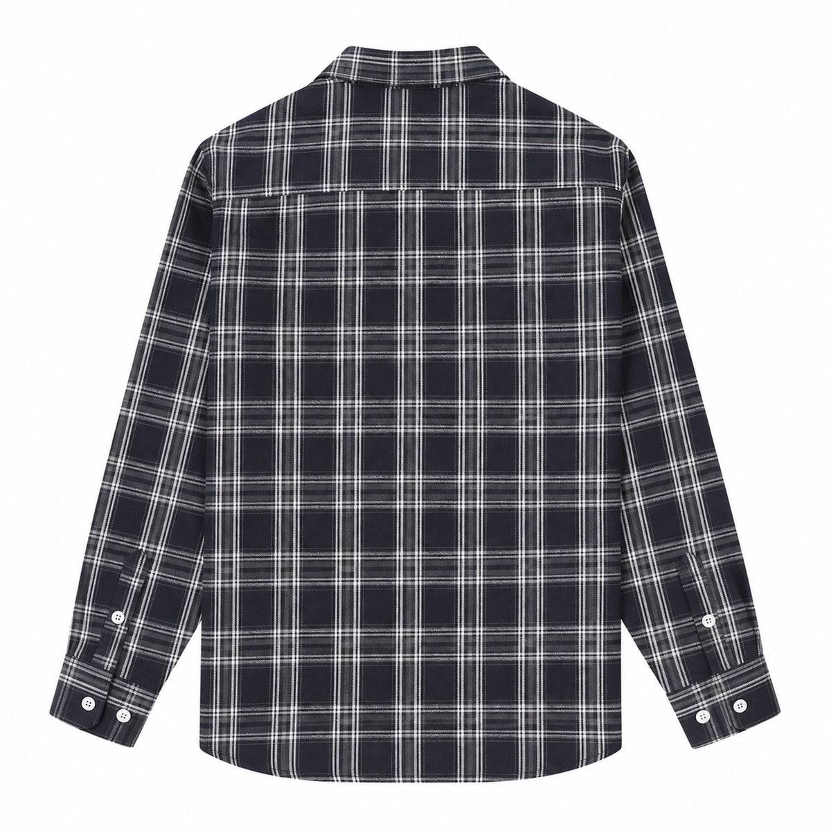 Men's light black plaid loose casual long-sleeved shirt
