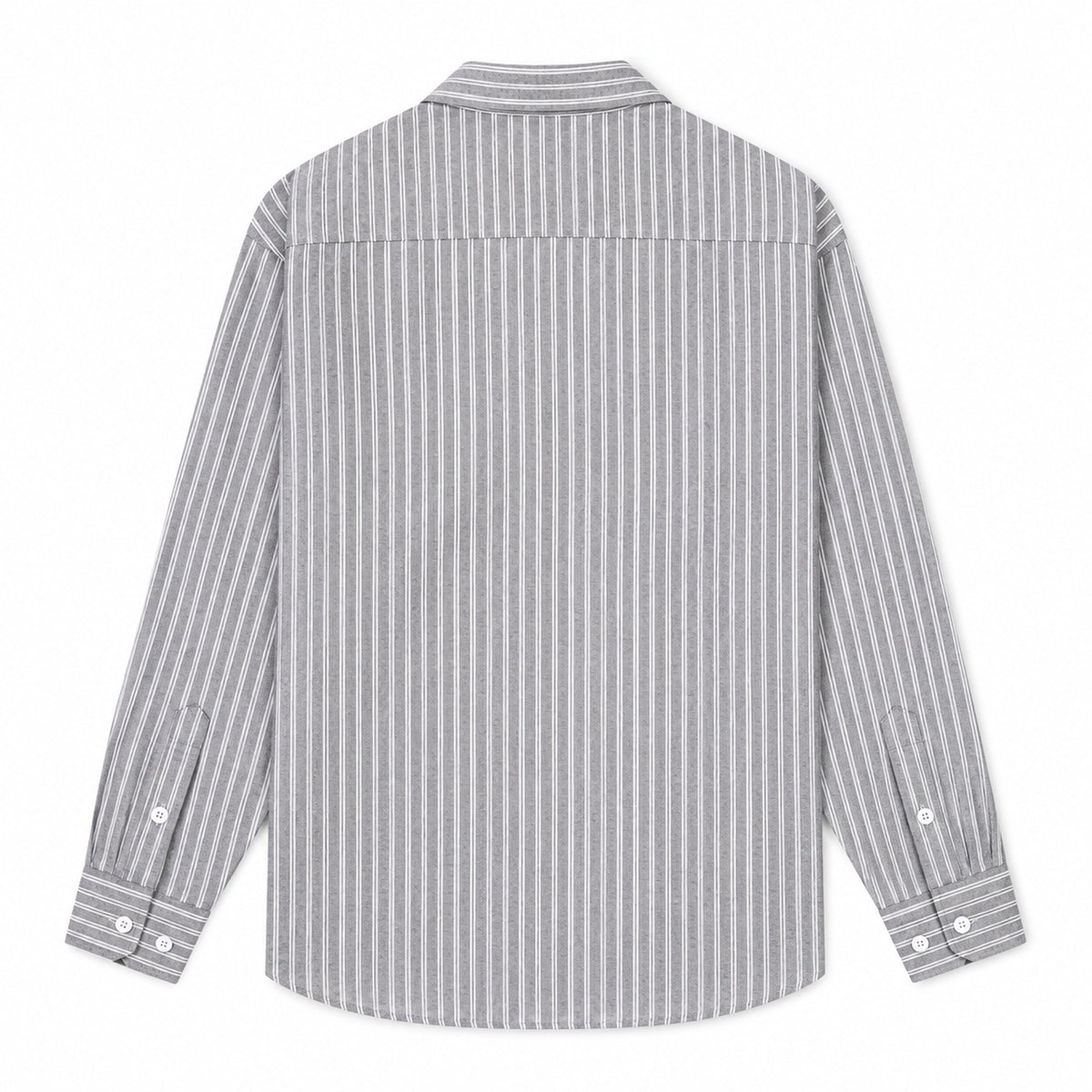 Men's gray and white striped loose casual long-sleeved shirt