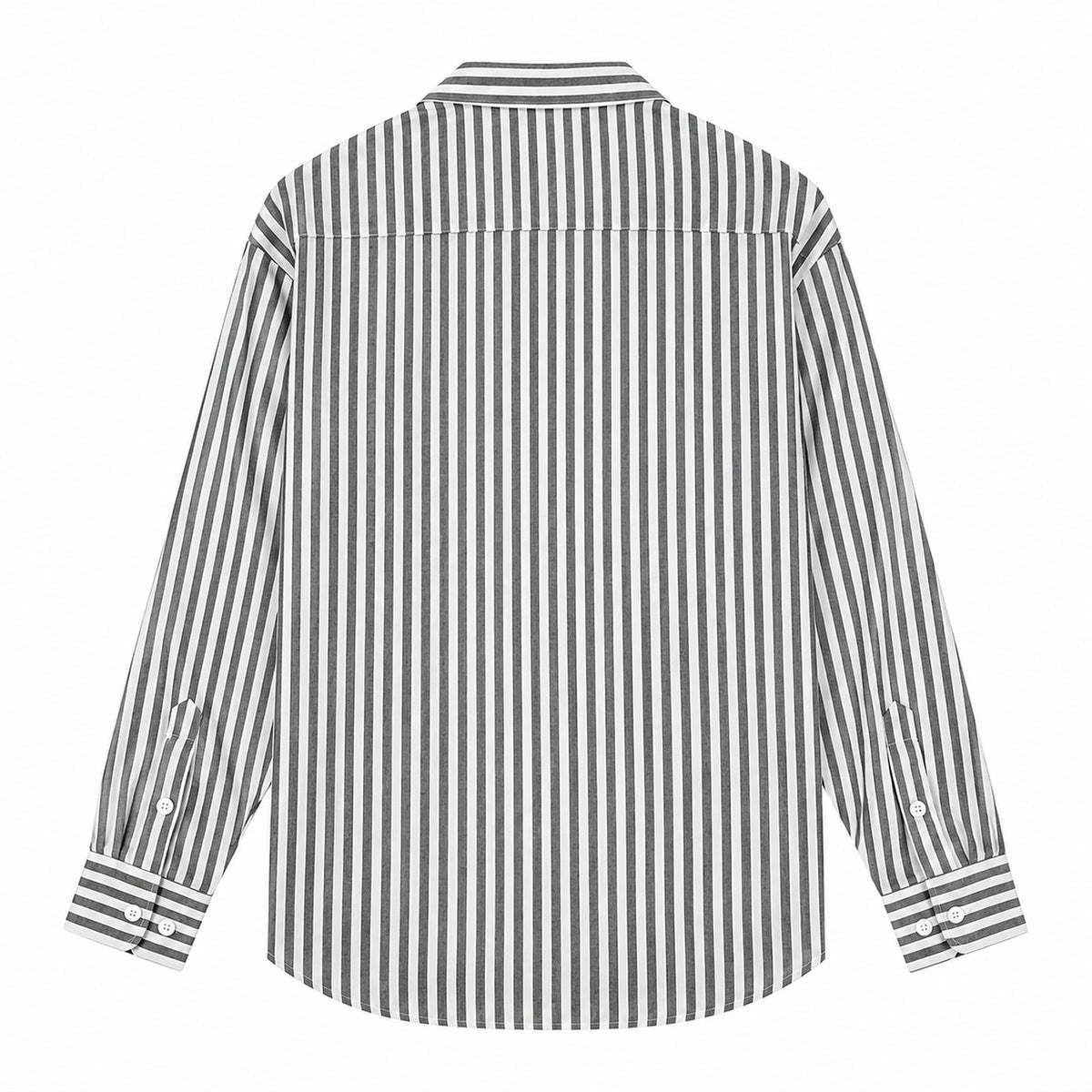 Men's black and white striped loose casual long-sleeved shirt