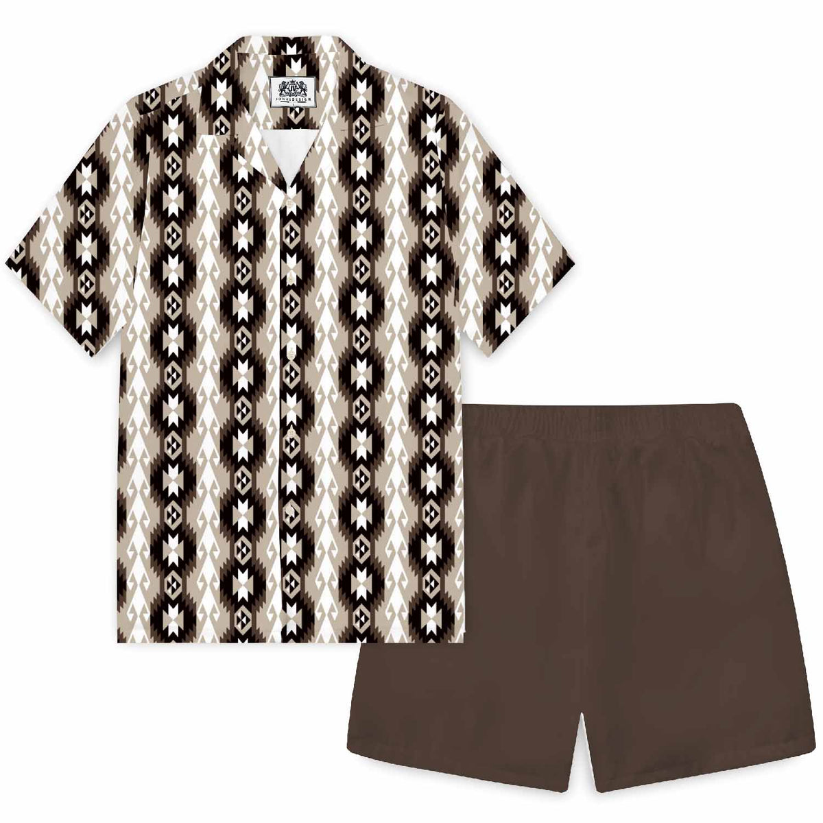 Retro Ethnic Pattern Elastic Waistband Summer Casual Shorts