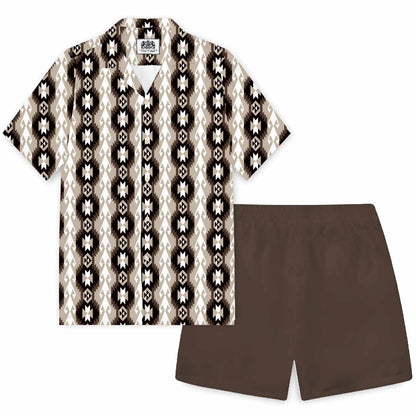 Retro Ethnic Pattern Elastic Waistband Summer Casual Shorts