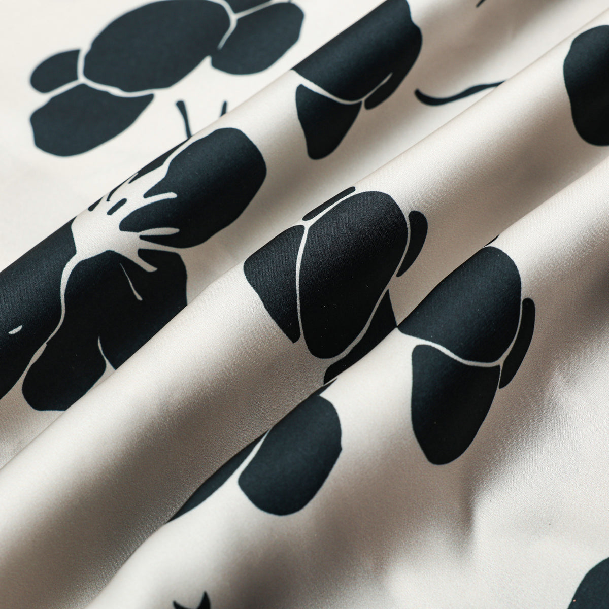 Black Plum Blossom Print Design Camp Collar Short Sleeve Shirt