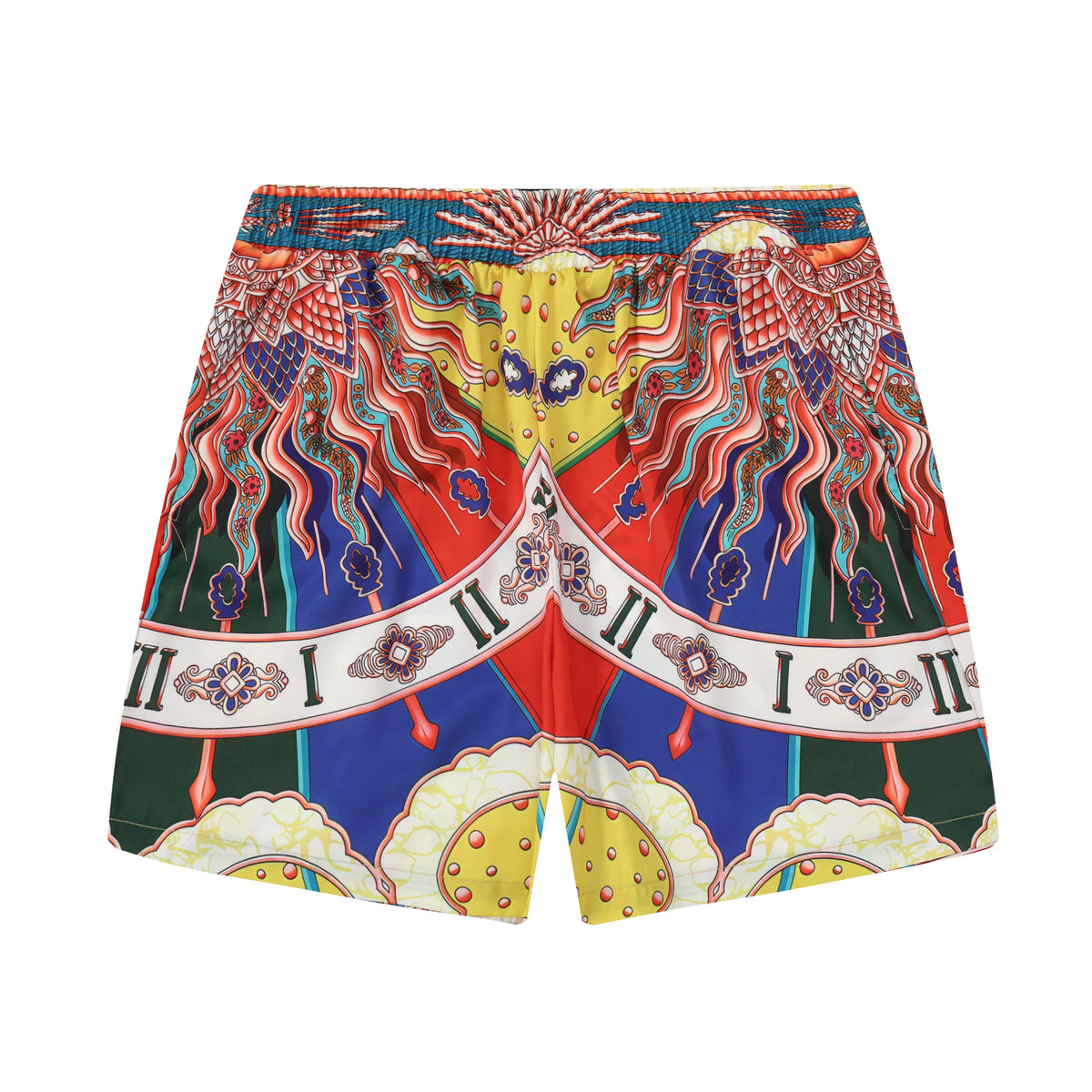 Sun Pattern Elastic Waistband Casual Shorts in Yellow