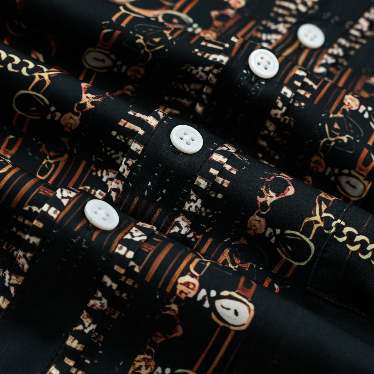 Rough Chain Design Silk Fiber Short Sleeve Shirt