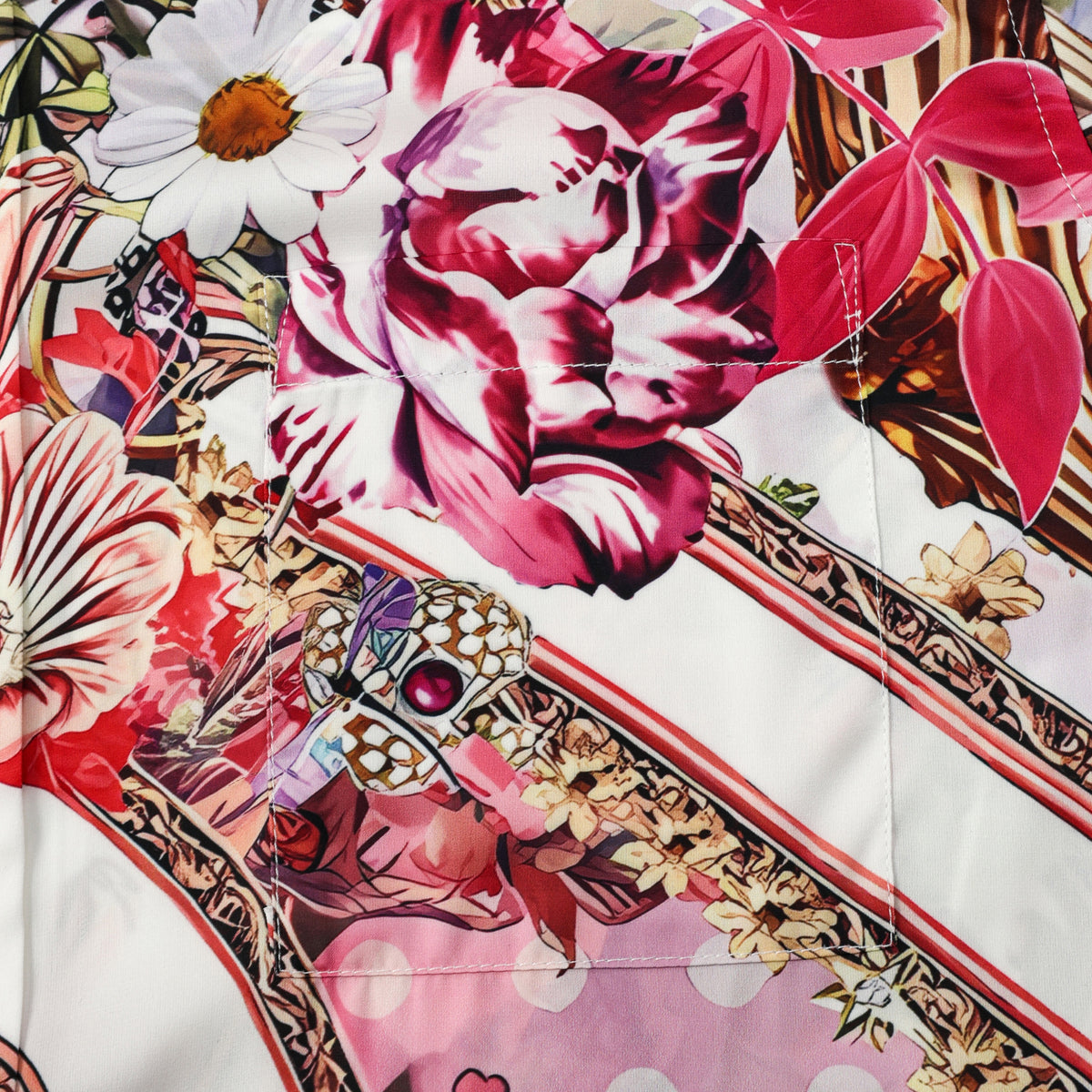 Floral Blossom Printed Silk Fiber Short Sleeve Casual Shirt