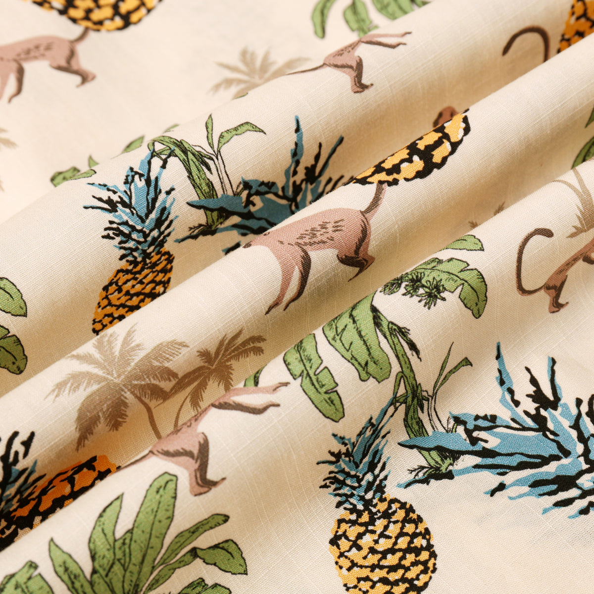 Monkey Pineapple Pattern Short Sleeve Shirt