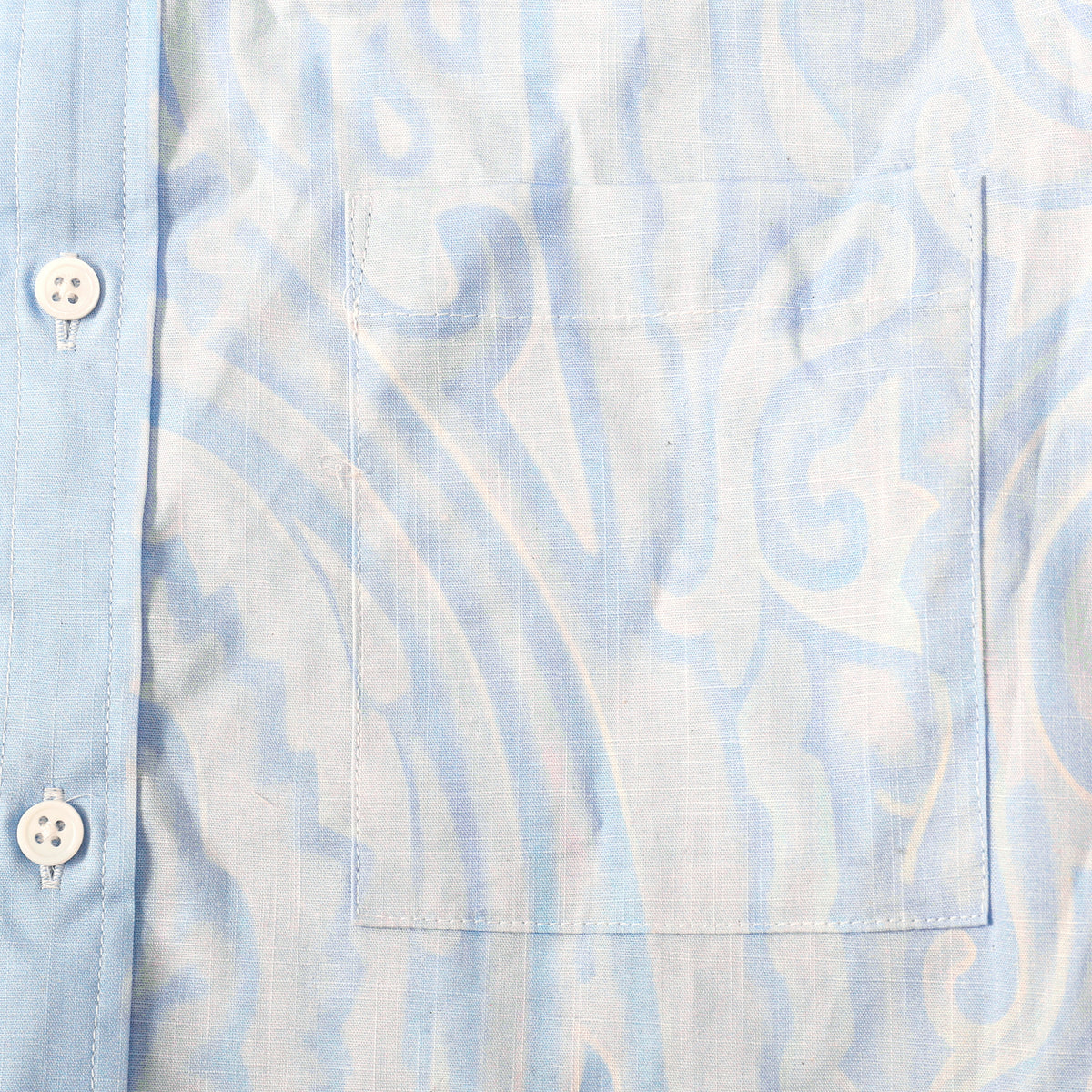 Blue Paisley Pattern Button Short Sleeve Shirt
