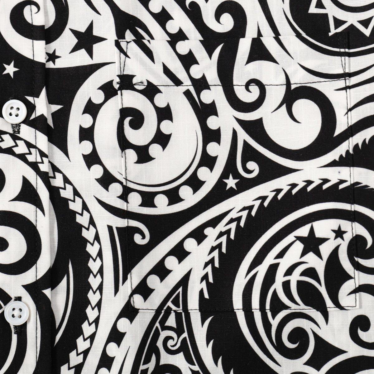Black Paisley Pattern Button Short Sleeve Shirt