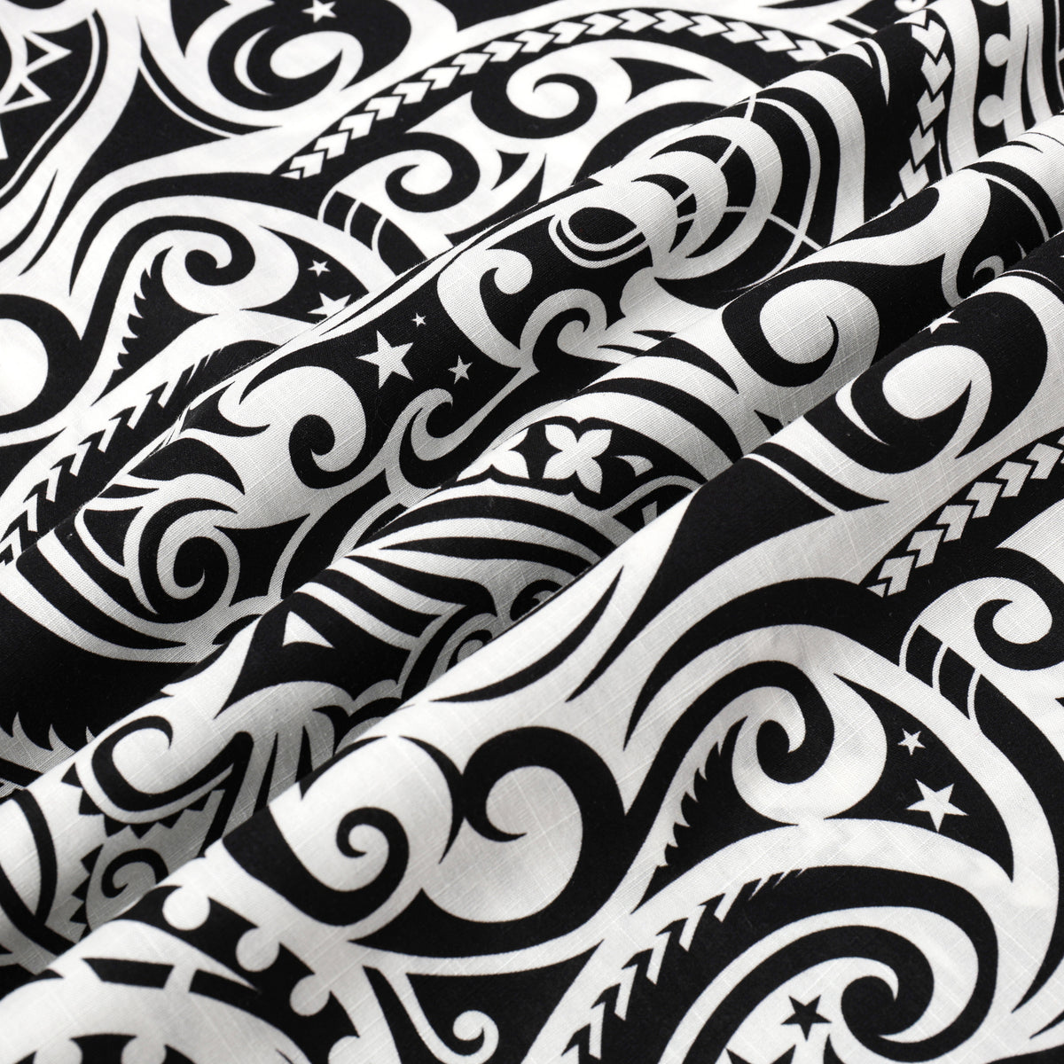 Black Paisley Pattern Button Short Sleeve Shirt